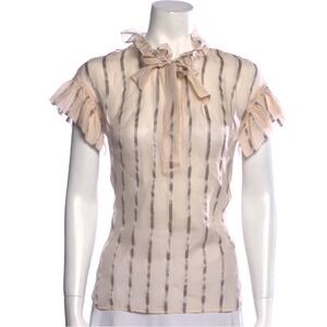 SANDRO Striped Mock Neck Blouse size small